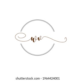 W Ilustración de la letra de la plantilla de escritura a mano con logotipo inicial