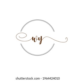 W Ilustración de la letra de la plantilla de escritura a mano con logotipo inicial
