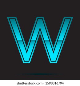 W Initial Logo Icon, Light Cyan Gradient Folded Simple Premium Modern, Vector Black Isolated Design.
