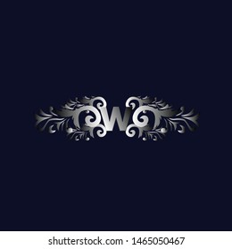 W initial logo letter with beauty ornament for fashion industry