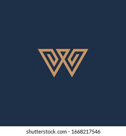 W initial logo in linear style with gold color.