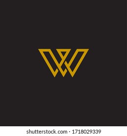 W initial logo in monoline style with gold color.