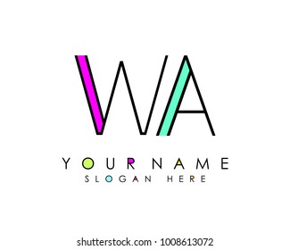 W & A initial minimalist logo template vector