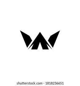w diseño inicial de logotipo de montaña y corona símbolo vectorial idea gráfica creativa