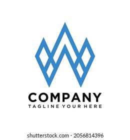  w initial mountain logo design vector symbol graphic idea creative on a white background.