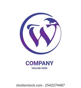 Logotipo de hoja de Naturaleza inicial W