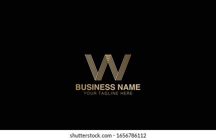 W initial Unique Minimal Style golden and black gold  colour logo vector design