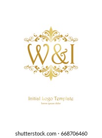W & I initial wedding logo template vector