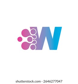 W iniciais tecnologia ponto conexão vetor logotipo design