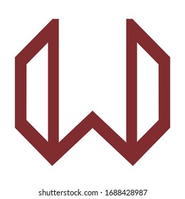 W initials geometric line art logo and vector icon