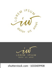 I W. Initials Monogram Logo Design. Dry Brush Calligraphy Artwork