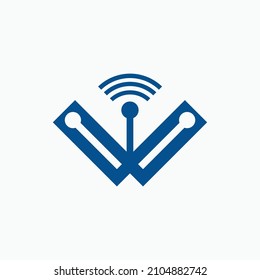 W-Initialen WiFi-Symbol-Logo, Vektorbild
