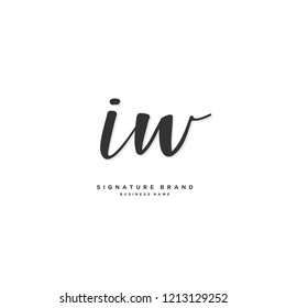 I W IW Initial letter handwriting and  signature logo concept design