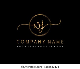 W J Initial handwriting logo vector