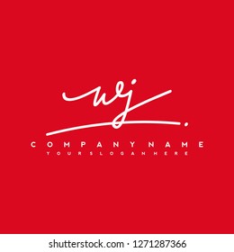 W J Initial handwriting logo vector