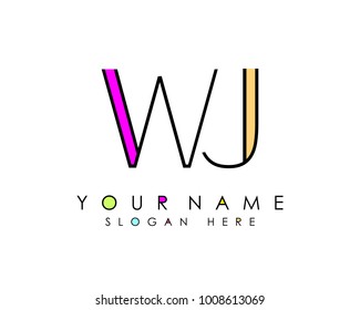 W & J initial minimalist logo template vector