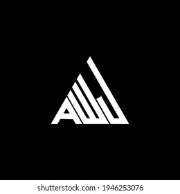 Diseño creativo del logotipo de una letra W J sobre fondo de color negro. icono AWJ