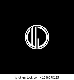 W J letter logo template design on black color background, wj monogram
