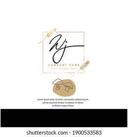W J WJ Initial Brief Handschrift und Unterschrift Logo. Schönheit, Vektoranfängliches Logo .Mode, Boutique, Blumen und botanisch