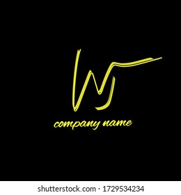 W j Wj initial logo handwriting template vector