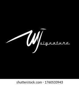 vectores de plantilla de escritura manual del logotipo inicial de w j wj. fondo negro aislado