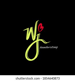 w j wj initial logo handwriting template vector