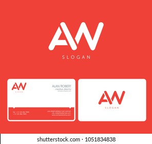 A & W joint logo round shape letters with business card template