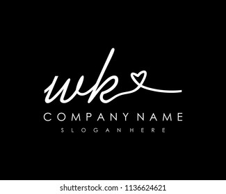 W K Initial handwriting logo vector