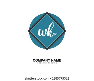 W K Initial Handwriting Logo Template Vector
