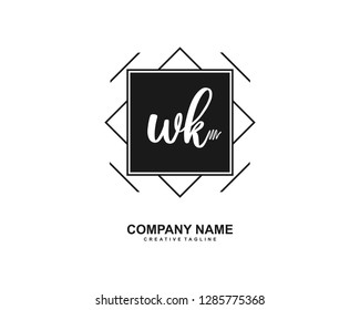 W K Initial Handwriting Logo Template Vector