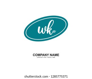 W K Initial Handwriting Logo Template Vector