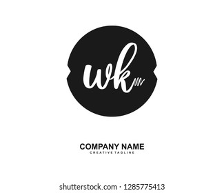 W K Initial Handwriting Logo Template Vector