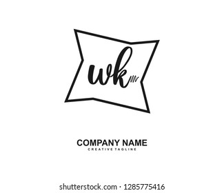 W K Initial Handwriting Logo Template Vector