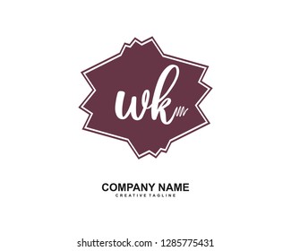 W K Initial Handwriting Logo Template Vector