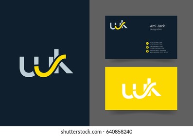 W K joint letter logo design with business card template