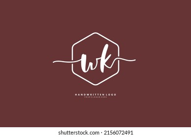 W K WK logo, Initial lettering handwriting or handwritten for identity. Logo with signature and hand drawn style.