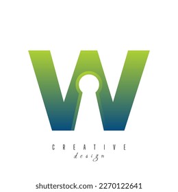 W with keyhole icon unique logo design