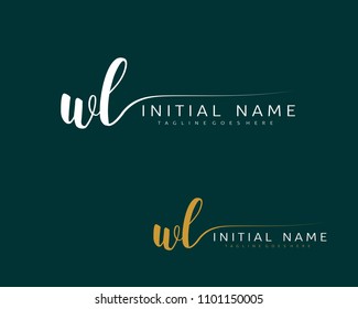 W L Initial handwriting logo vector. Hand lettering for designs.