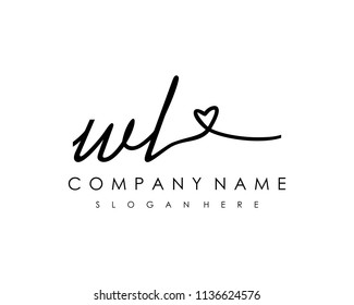 W L Initial handwriting logo vector