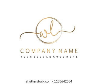 W L Initial handwriting logo vector