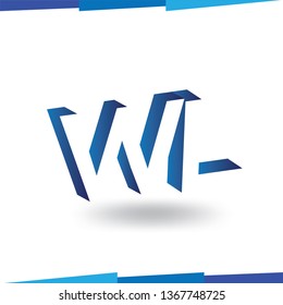 W L Initial Letter logo in negative space vector template