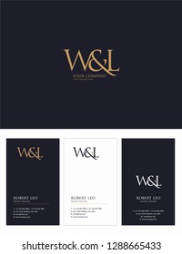 W & L letters Joint logo icon and Business card vector template.
