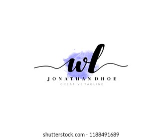 W L WL Initial watercolor logo on white background. Logo template vector