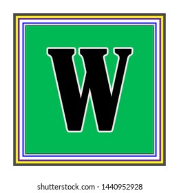 W lack letter with a green background - vector