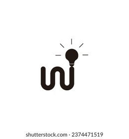 W lamp geometric symbol simple logo vector