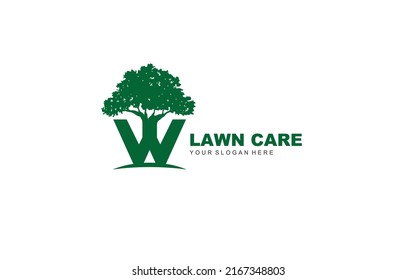 W lawn care logo design inspiration. Vector letter template design for brand.