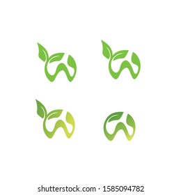 w leaf logo vector for business