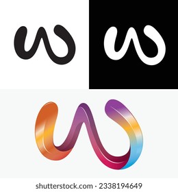 W Letter 3D Colorful Abstract Logo