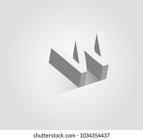 W letter 3d logo design vector