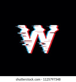 W Letter With Abstract Glitch Effect